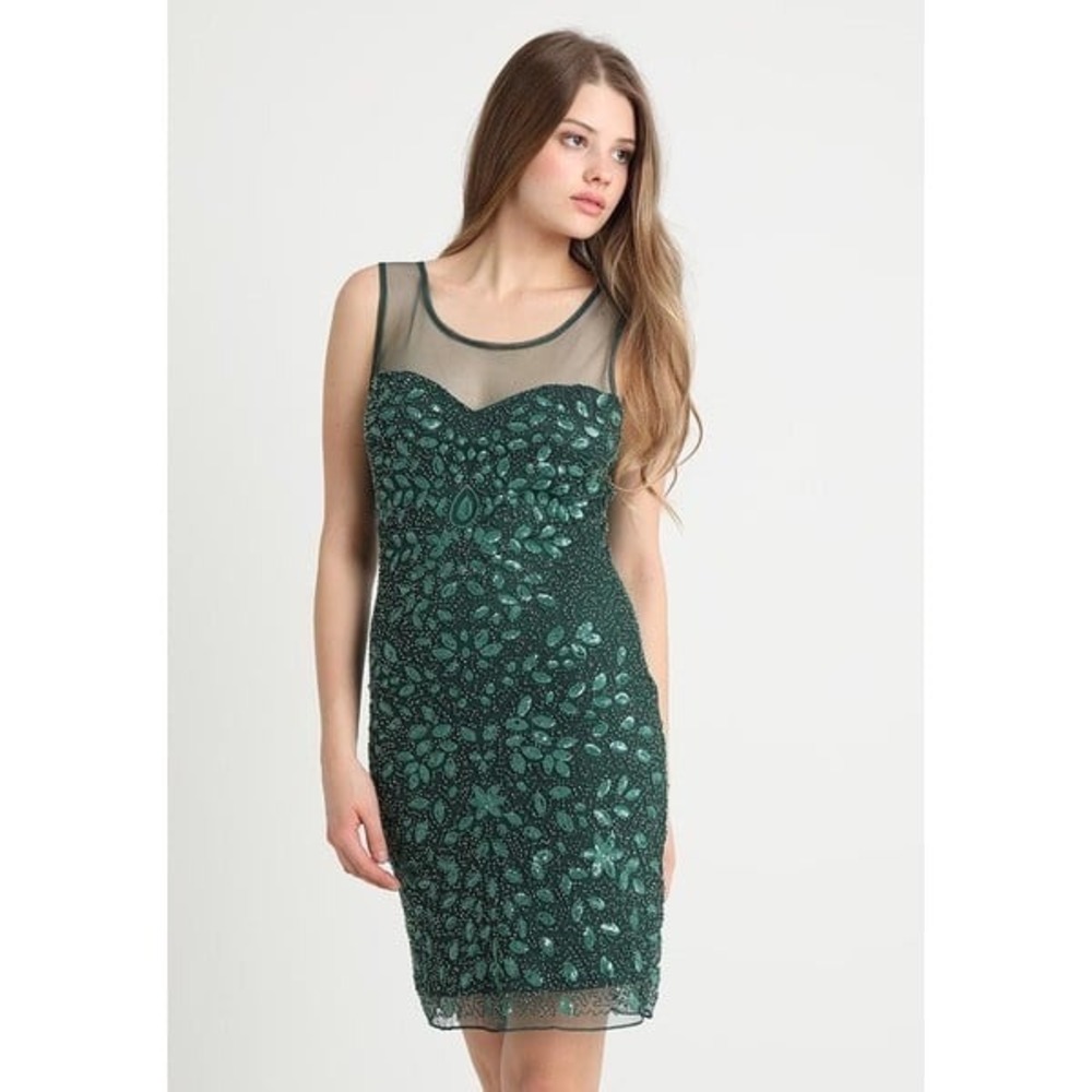 Molly Bracken‎ Green Beaded Embellished Cocktail Mini Dress Size Small